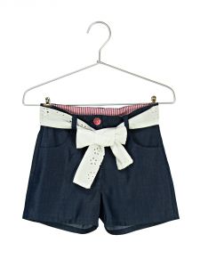 Shorts in Tess. Tencel con Cintura in Sangallo